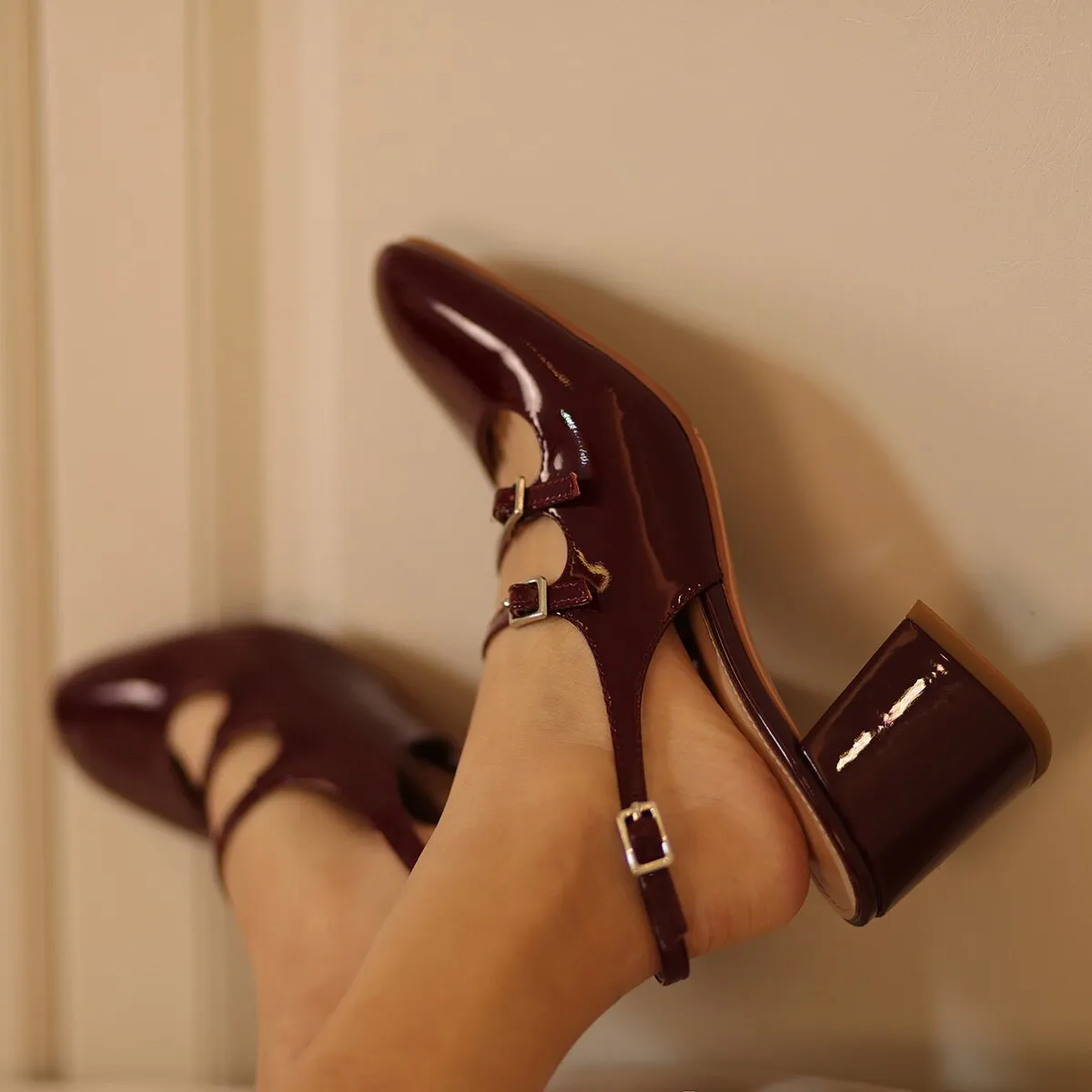 Purpdrank - Simple Style Women Pumps With Buckle Mary Janes High Heels Spring Fall Vintage Shoes Summer Sandals Heeled Party Wedding Pumps