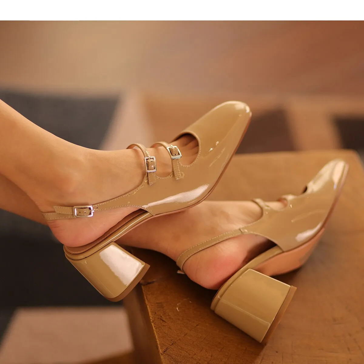 Purpdrank - Simple Style Women Pumps With Buckle Mary Janes High Heels Spring Fall Vintage Shoes Summer Sandals Heeled Party Wedding Pumps