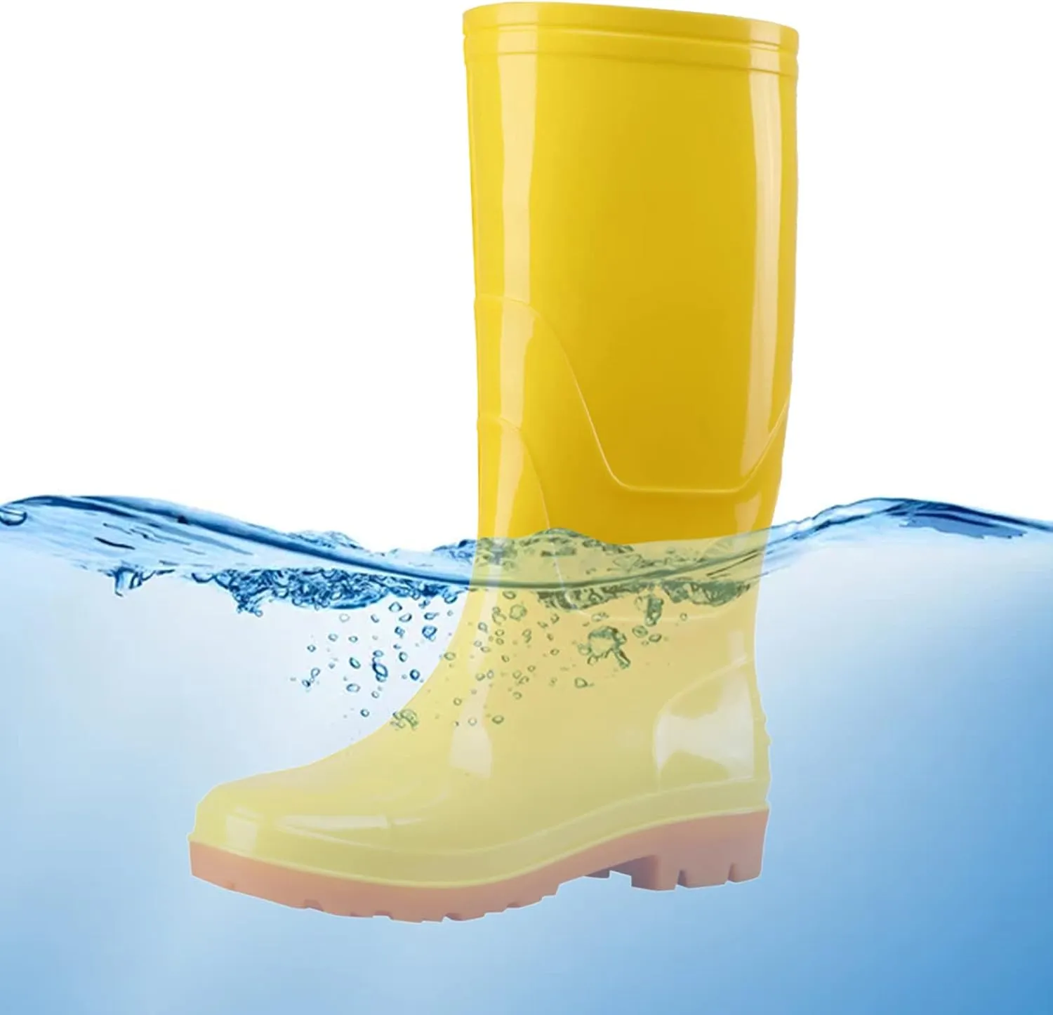 Rain Boots for Women Waterproof, Women's Tall Rain Boots Wide Calf Waterproof Lightweight Garden Shoes Comfortable Anti-Slipping Rubber Shoes