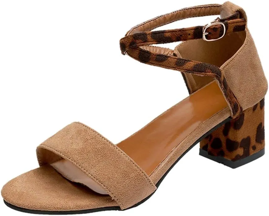 Sandals for Women Low Heel Wedge,Chunky Heel Sandal Open Toe Wedding Pumps with Buckle Ankle Strap Evening Party Shoes