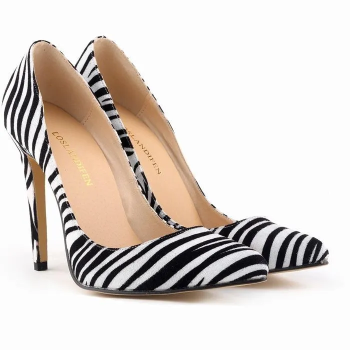 Serpentine Leopard Zebra Pattern High Heel Women'S Shoes