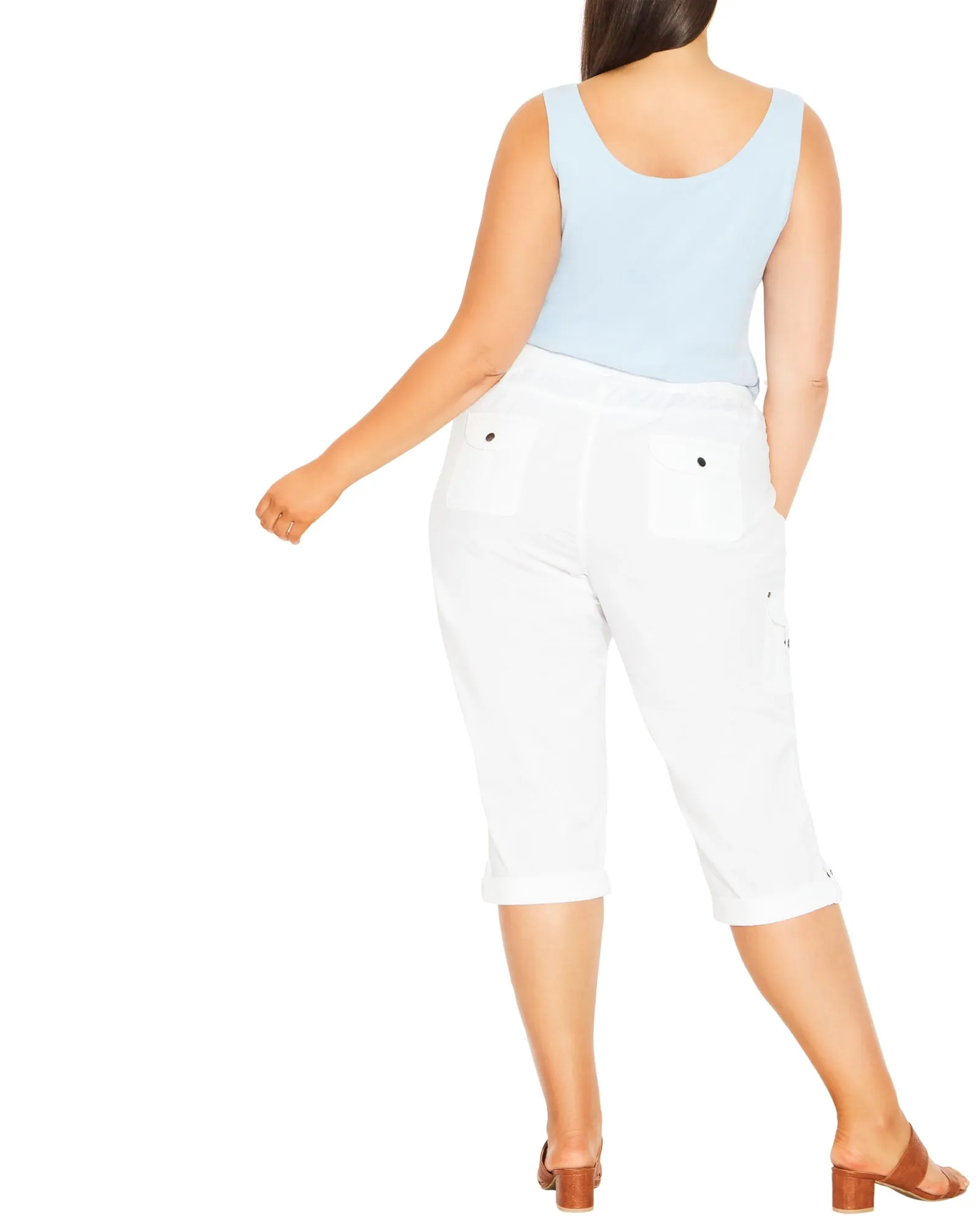 Sheila Roll Up Capri | White