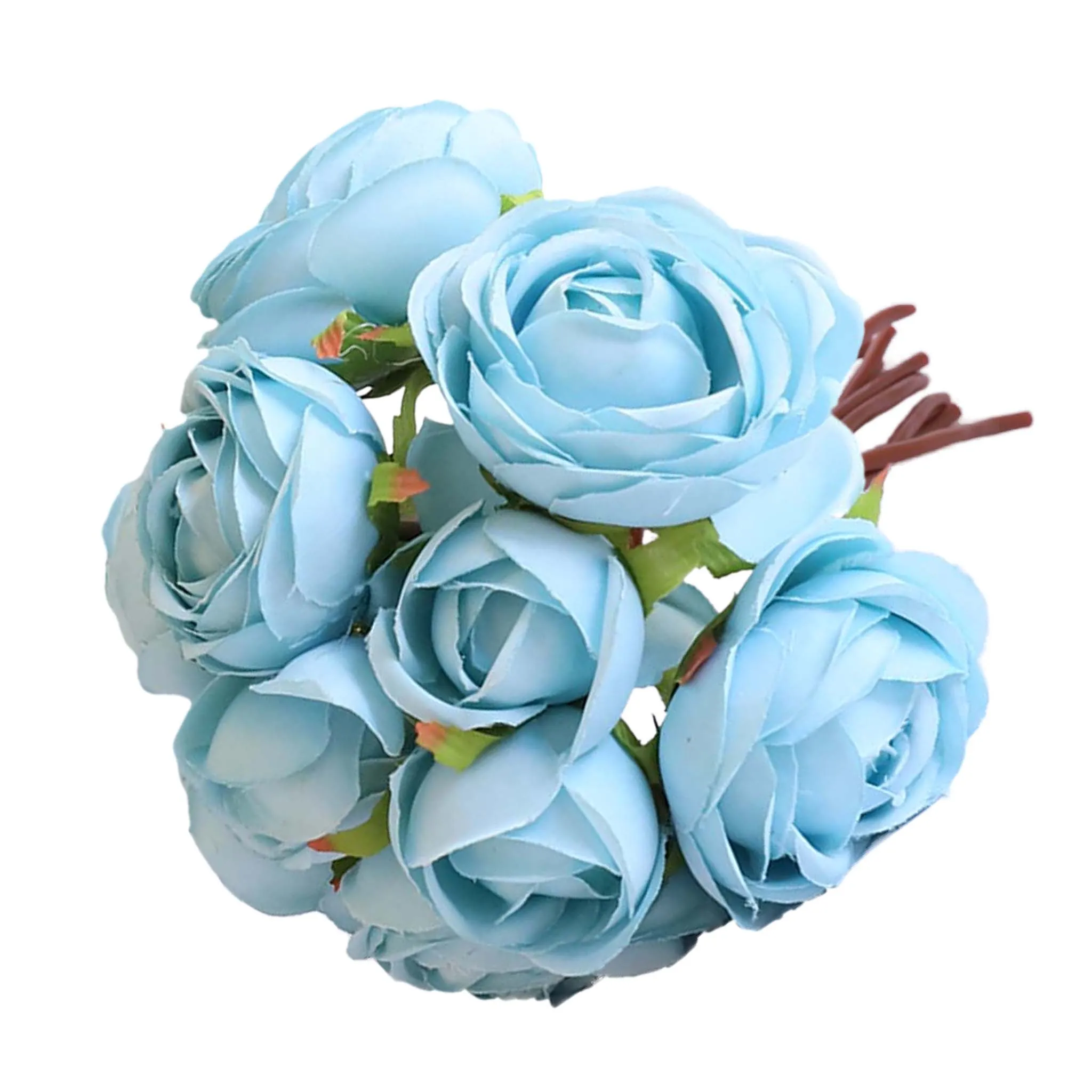Silk Tea Roses Small Peony Wedding Flowers Bouquet