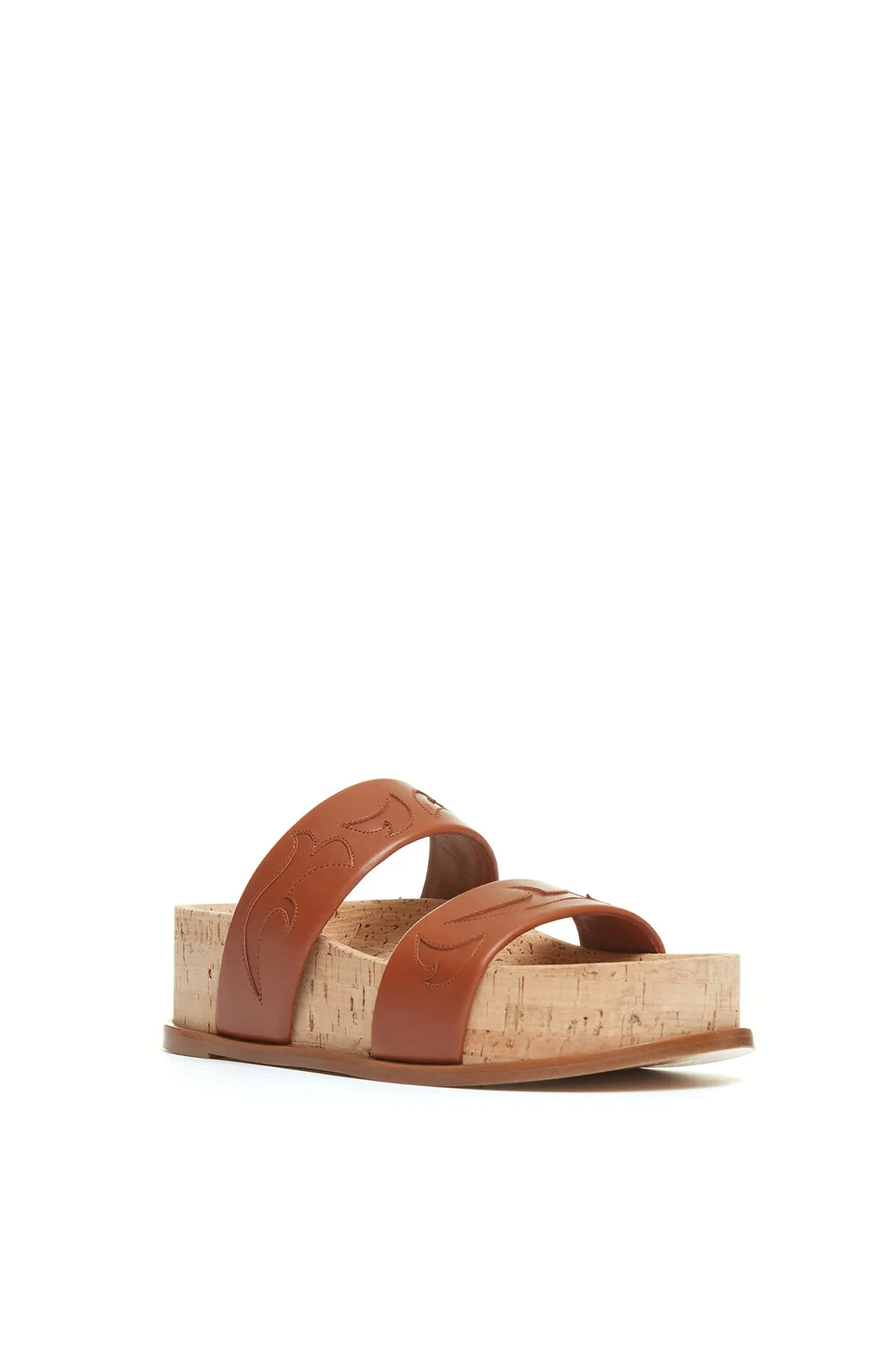 Striker Flame Platform Sandal in Cognac Nappa Leather