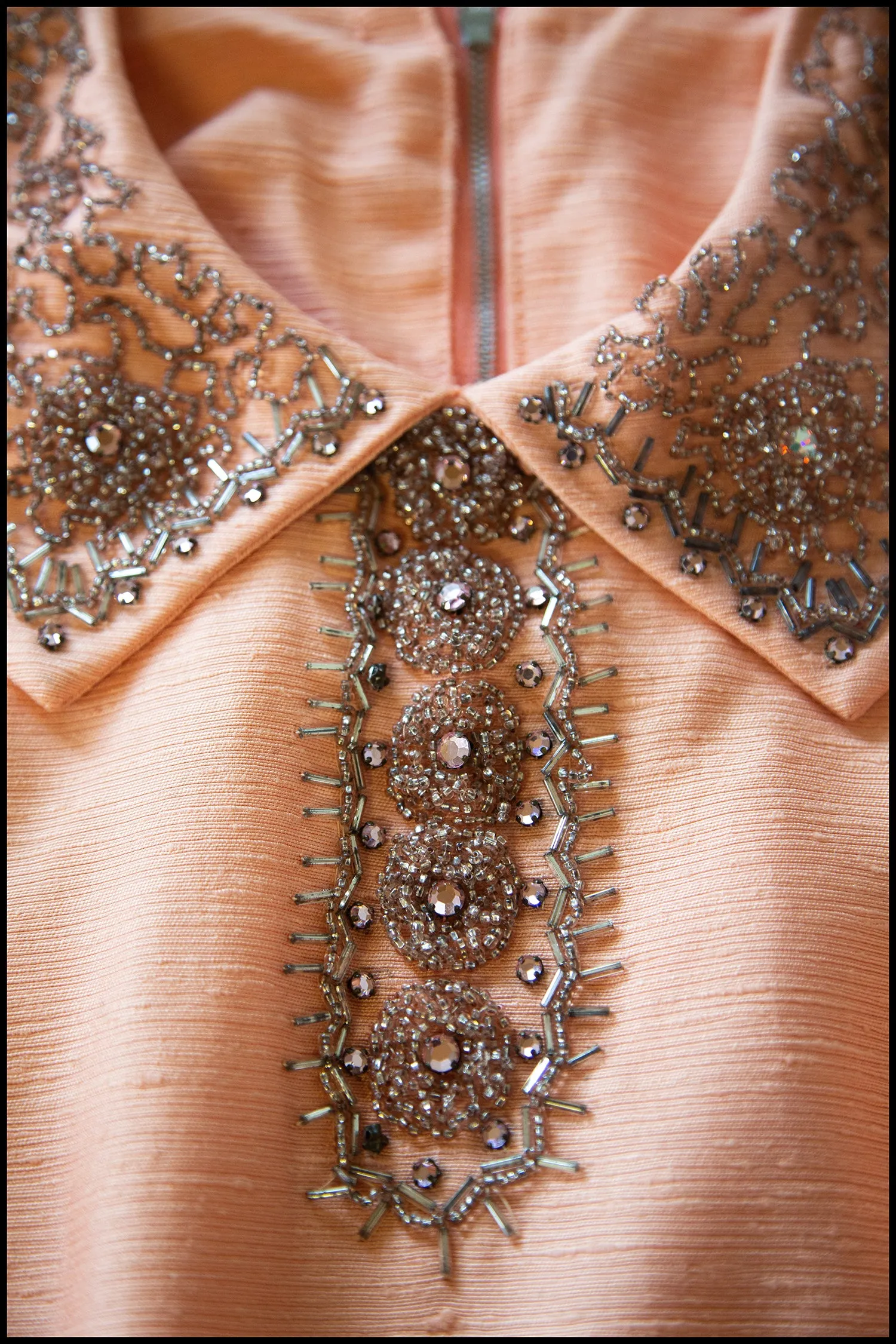 Vintage 1960s Beaded Peach Mini Dress