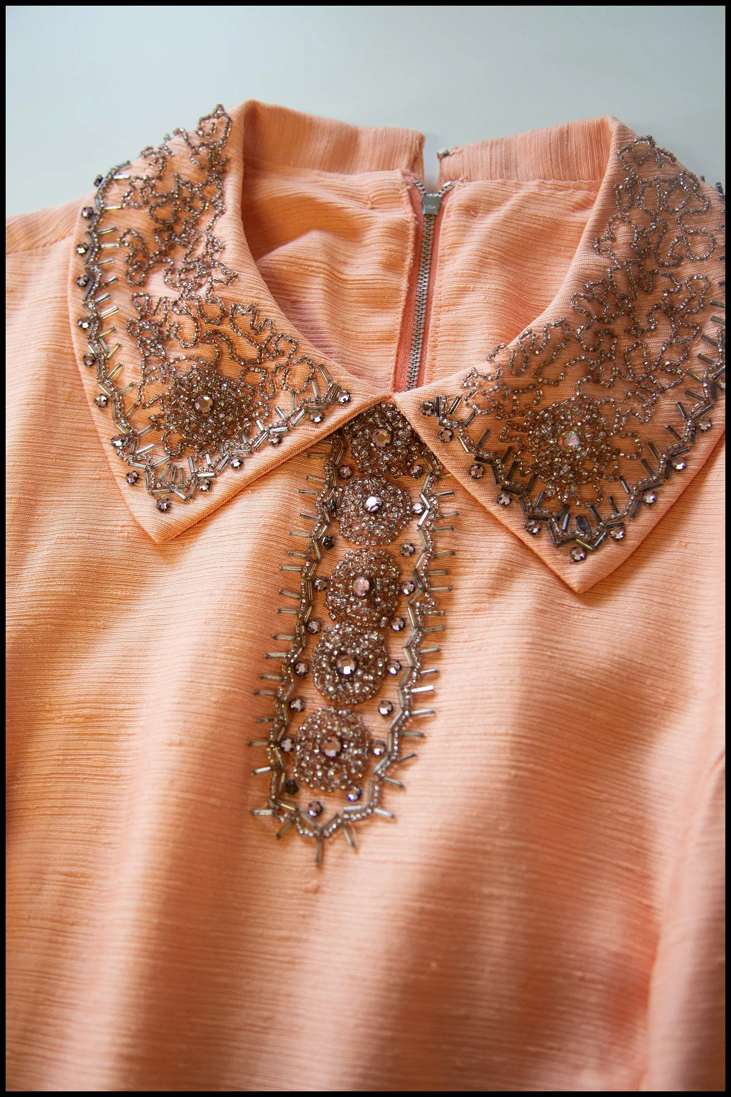 Vintage 1960s Beaded Peach Mini Dress