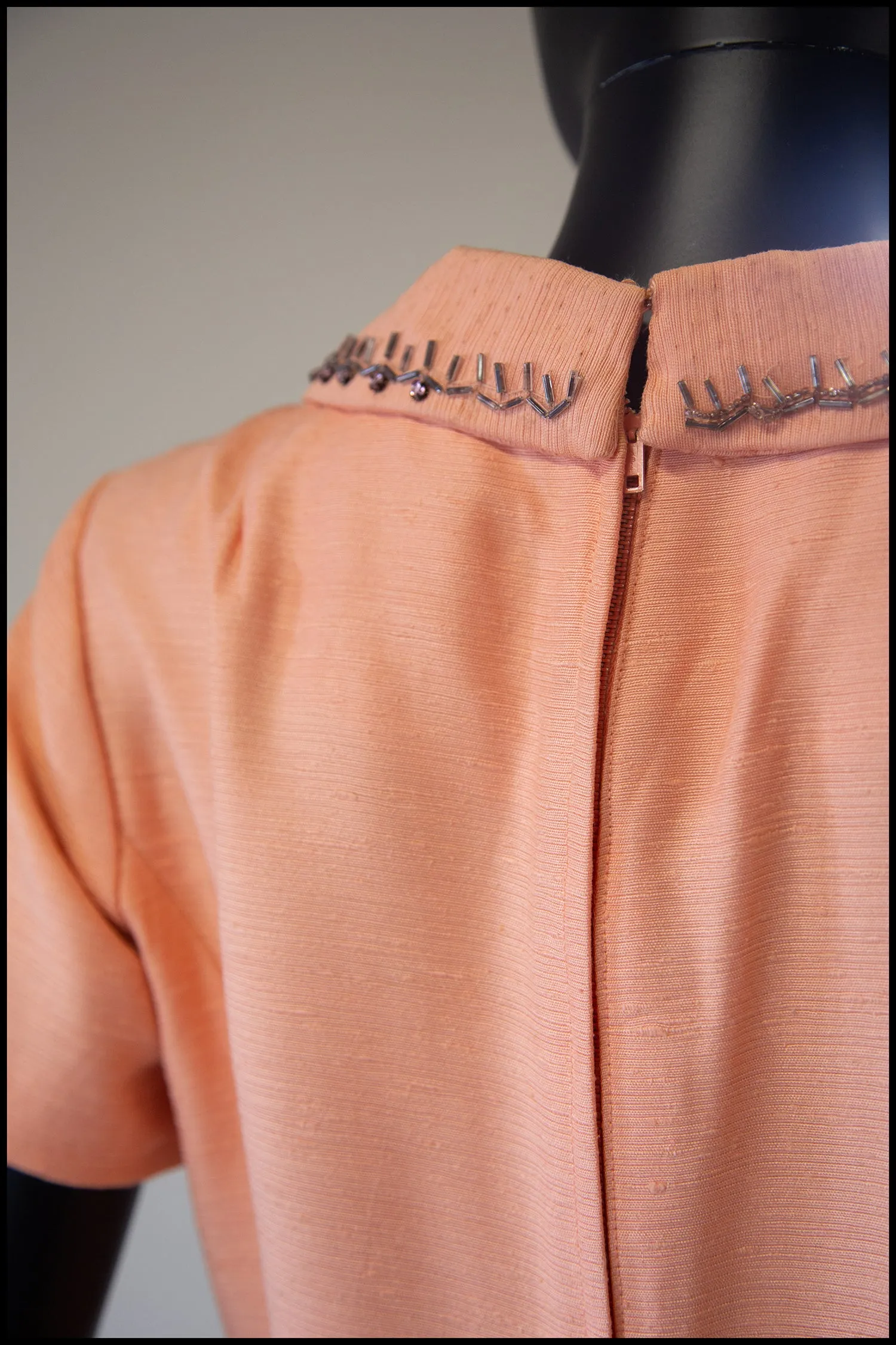 Vintage 1960s Beaded Peach Mini Dress