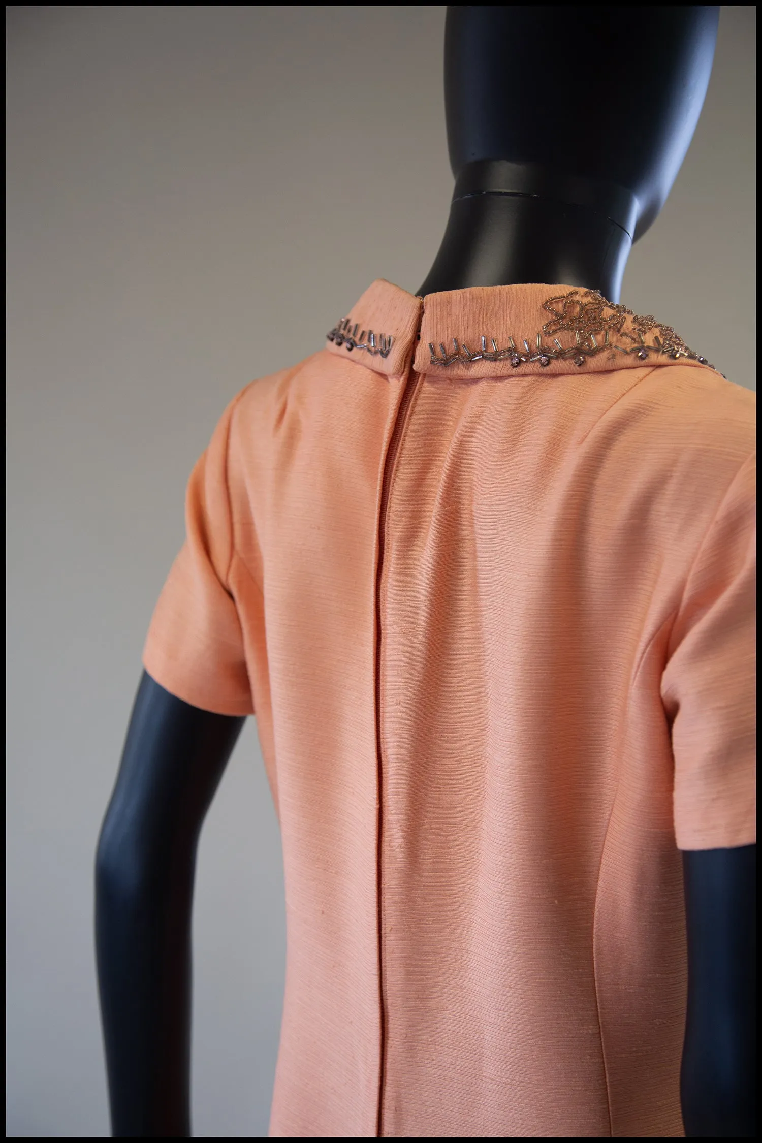 Vintage 1960s Beaded Peach Mini Dress