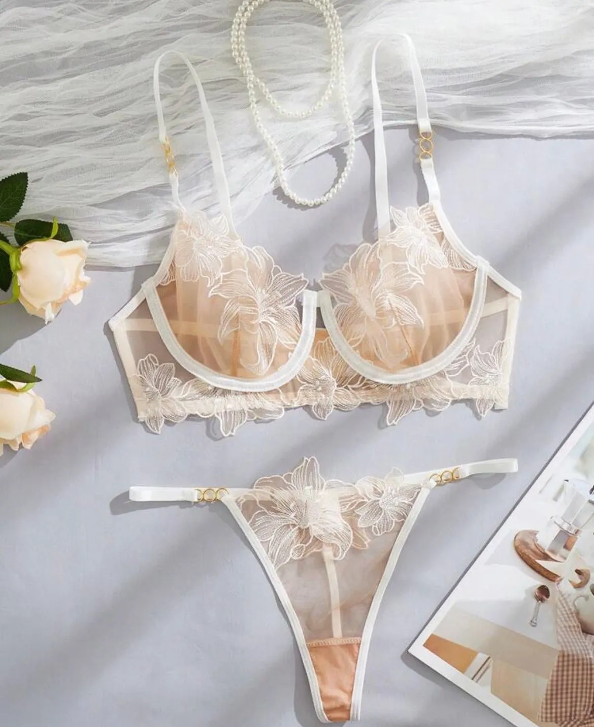 White Lingerie Set Embroidered
