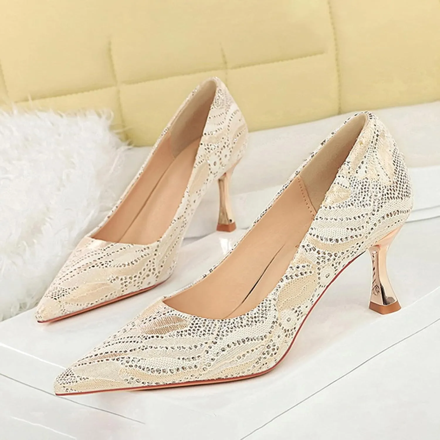 Women Sandal Stiletto Heel Close Pointed Toe Sandal Summer Slip On Wedding Party Work Pumps Comfort Casual Shoes